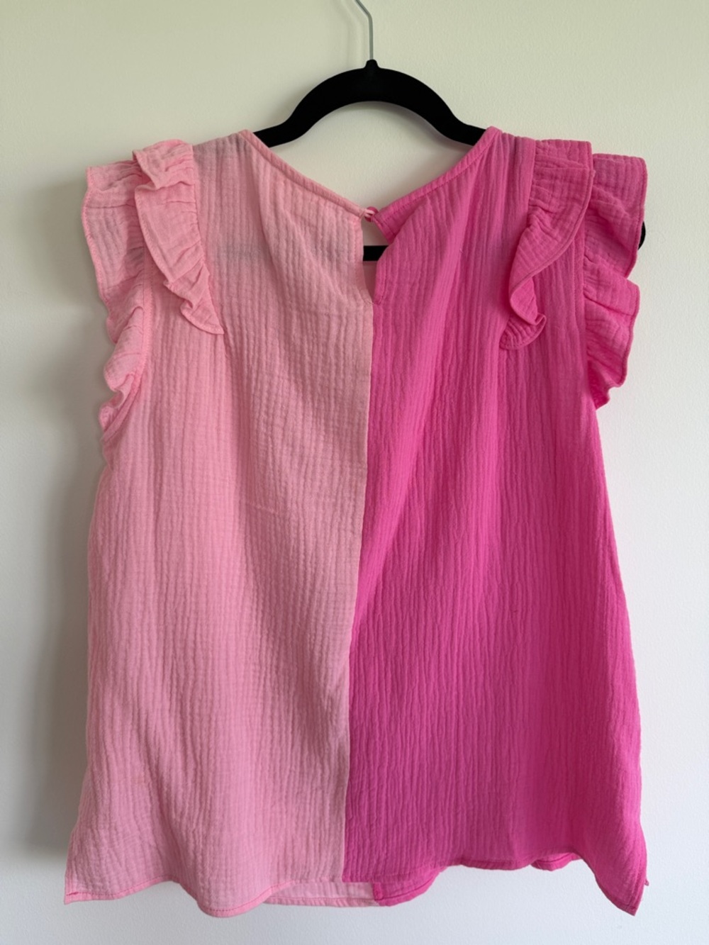 BiBi Two-Tone Pink Ruffle V-Neck Blouse - Picture 6 of 6